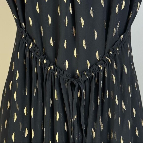 Collective Concepts Maternity Midi Dress Metallic Gold & Black Sheer A-Line M-L - Picture 8 of 13